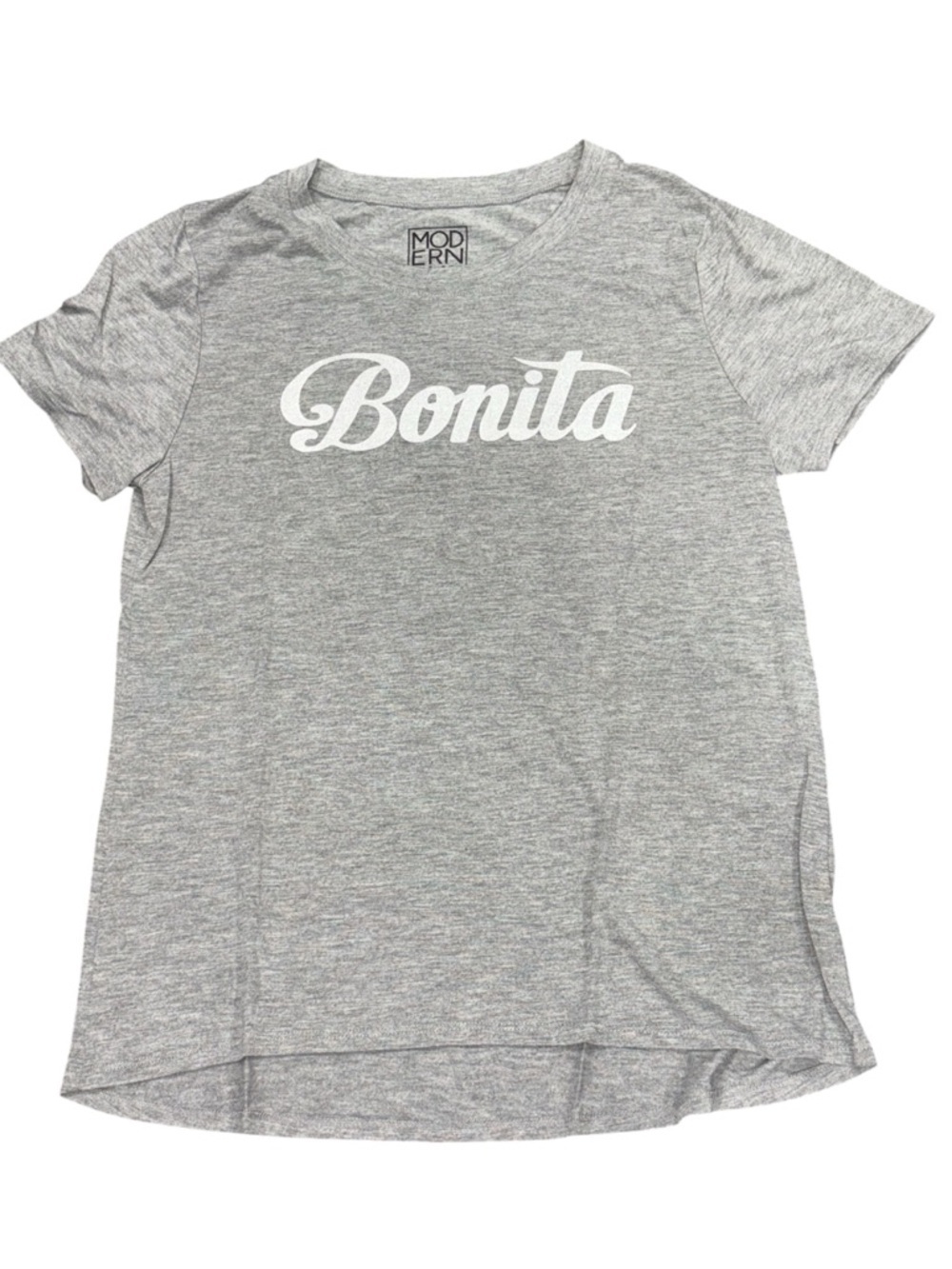 372. Modern Lux Women’s Gray Tee with White "Bonita" Script Size XL